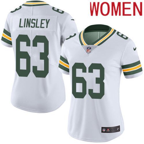 Women Green Bay Packers #63 Corey Linsley White Nike Vapor Limited NFL Jersey